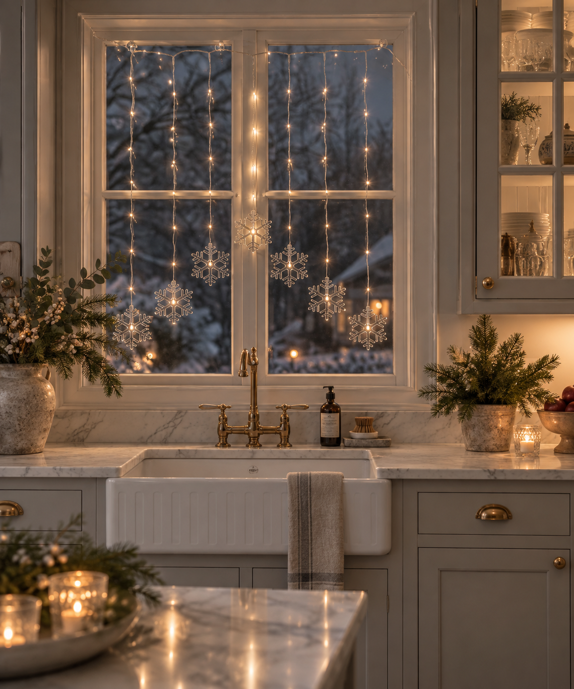 Light curtain with snowflakes - 85x60 cm