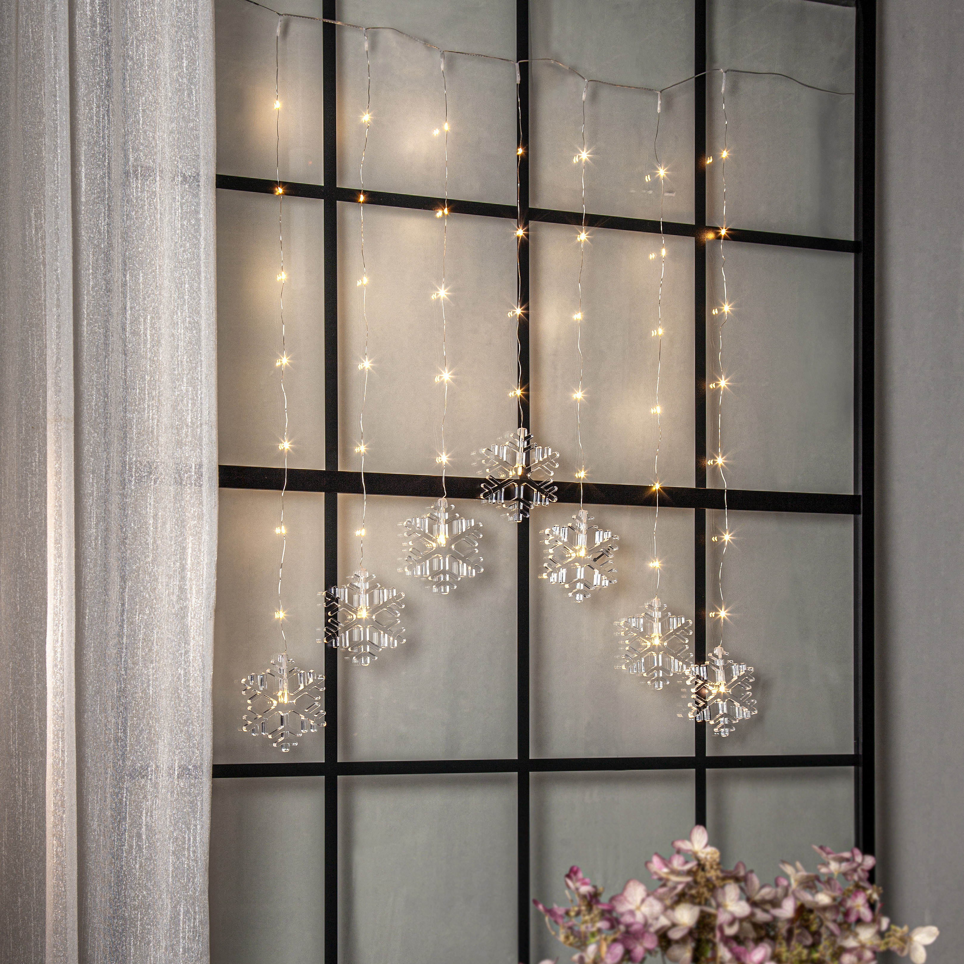 Light curtain with snowflakes - 85x60 cm - 2