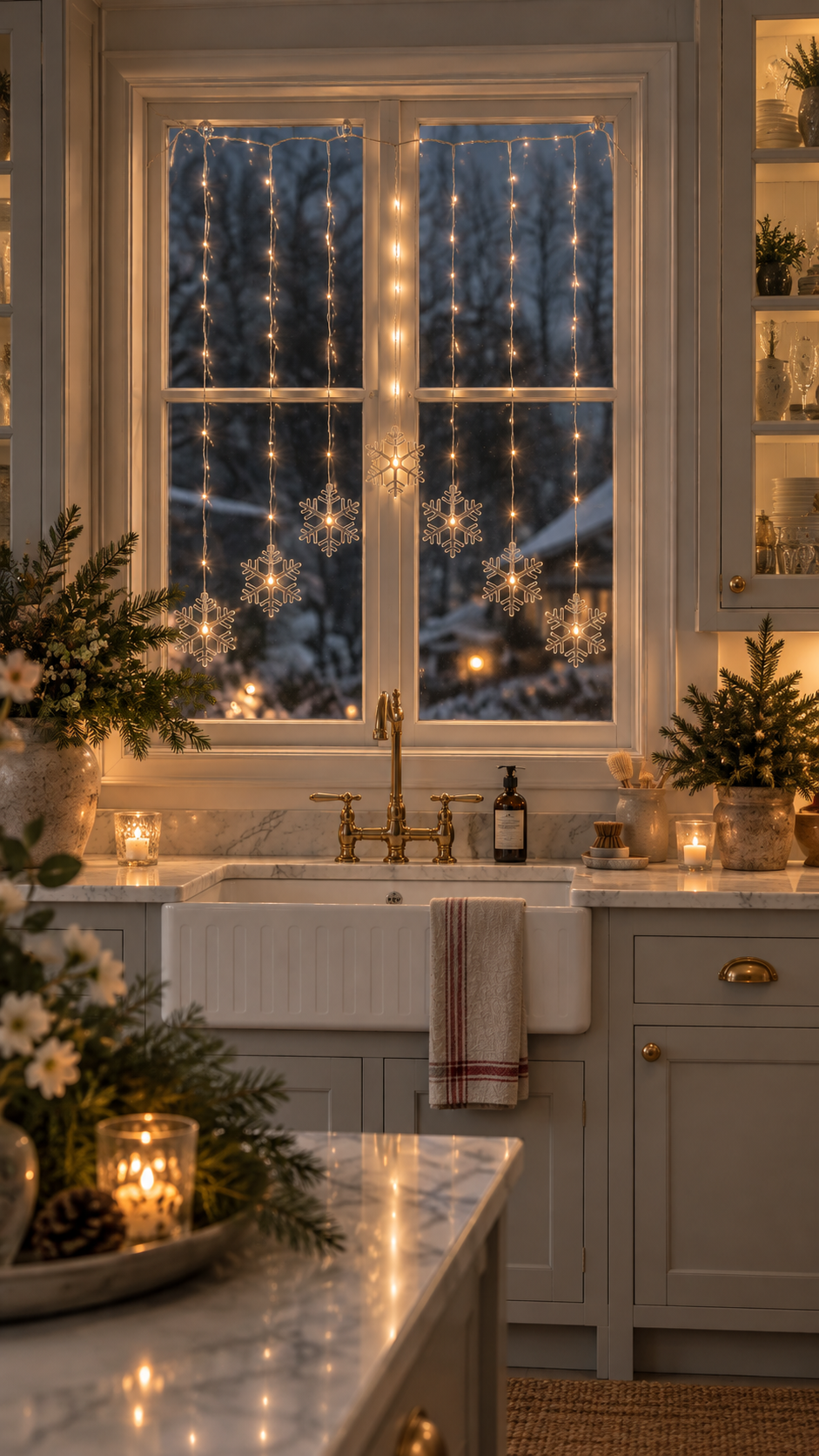 Light curtain with snowflakes - 85x60 cm - 2