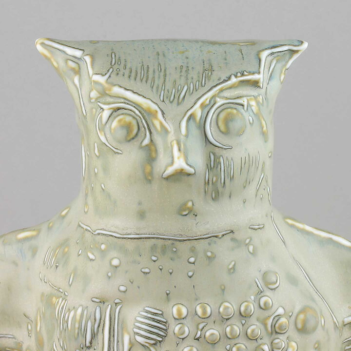 Bertil Vallien (Terra 1978) Gray Owl with Relief Decor 24 cm <Test Production>