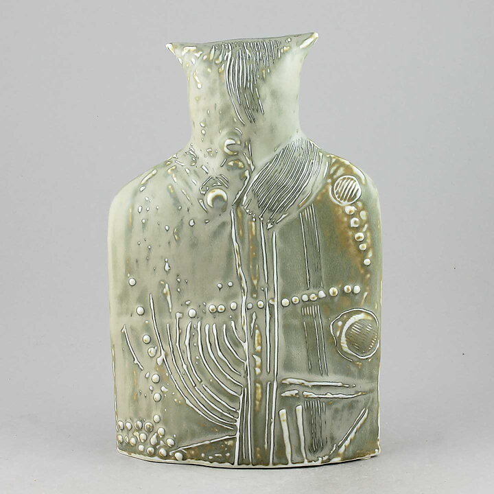 Bertil Vallien (Terra 1978) Gray Owl with Relief Decor 24 cm <Test Production>