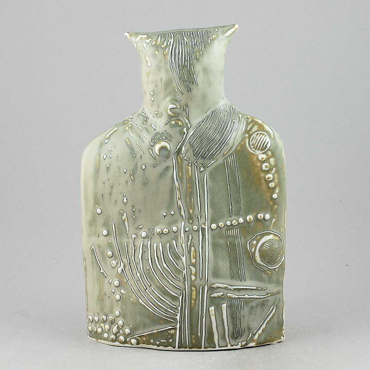 Bertil Vallien (Terra 1978) Gray Owl with Relief Decor 24 cm <Test Production>