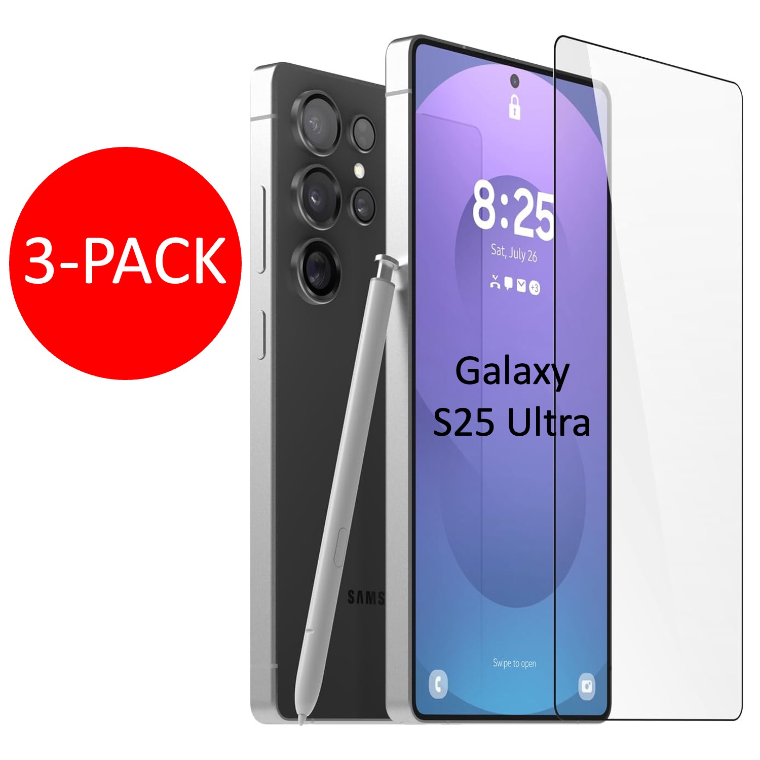 3-Pack Samsung Galaxy S25 Ultra Skärmskydd Härdat Glas Premium