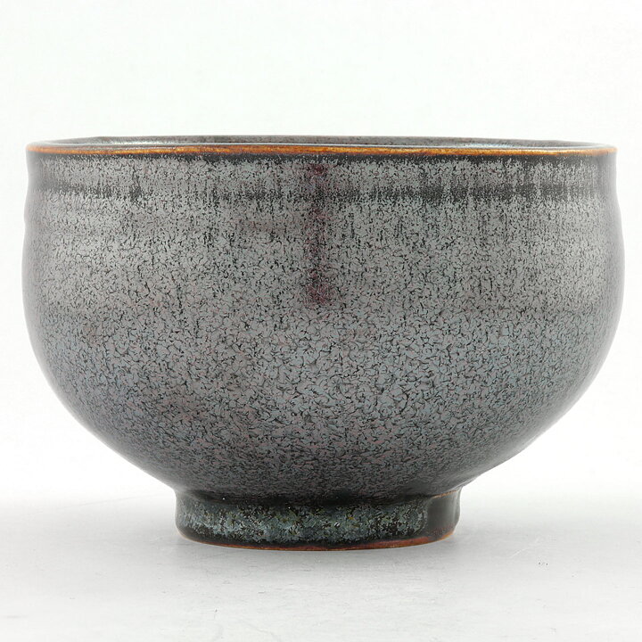 イサク・イサクソン  一点もの  グレー/黒色のボウル  茶碗  結晶釉  (13cm)  2000年代  #25