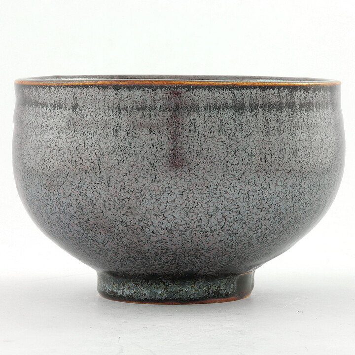 Isak Isaksson (2000s) Unique Chawan Bowl with Gray/Black Crystalline Glaze 13 cm #25
