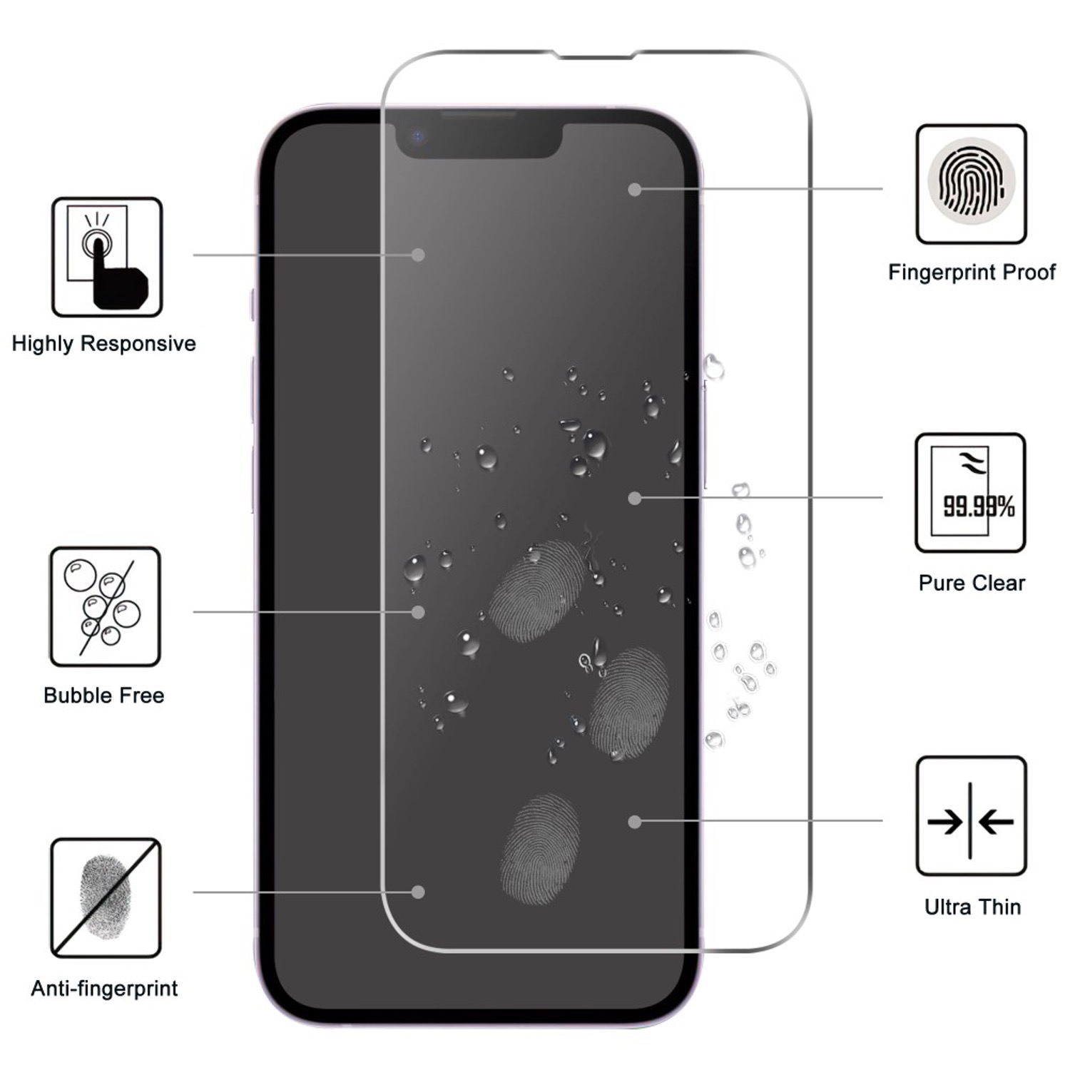 2-Pack iPhone 13 Skärmskydd Härdat Glas Premium - 9