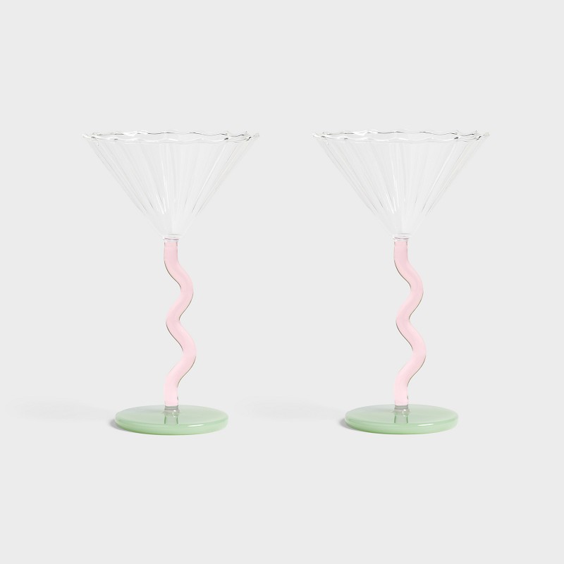 Coupeglas med kurvig fot 2-pack