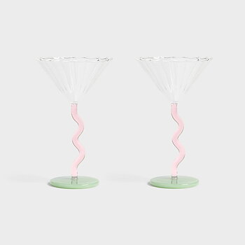 Coupeglas med kurvig fot 2-pack