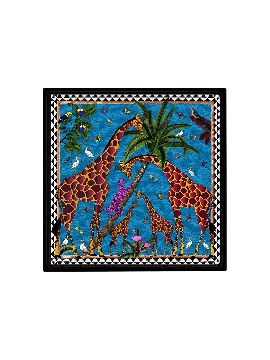 ORTIGIA Tray Giraffe Blue 16x16cm