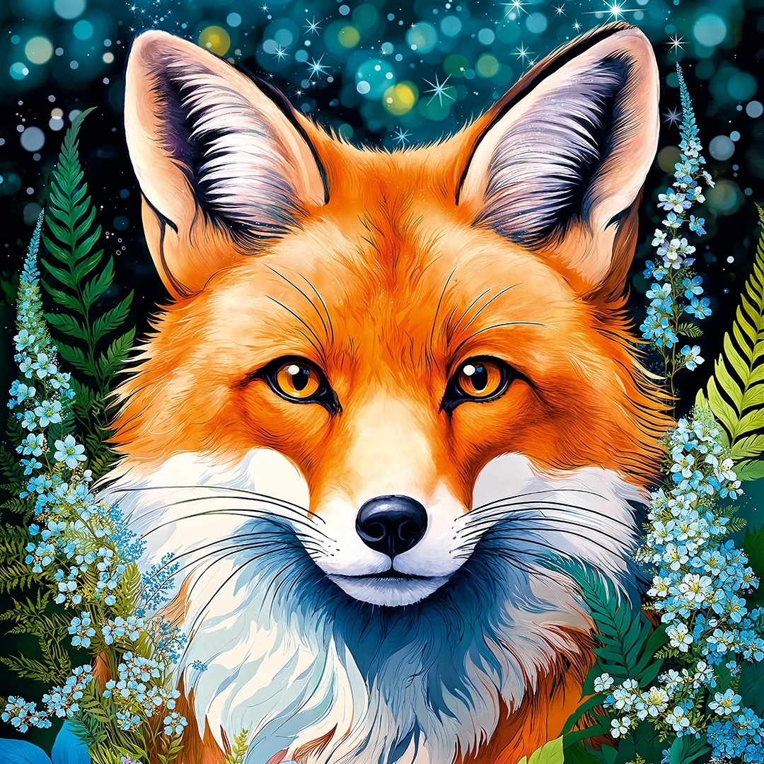 Red Fox in Flowers, 1000 Bitar CherryPazzi
