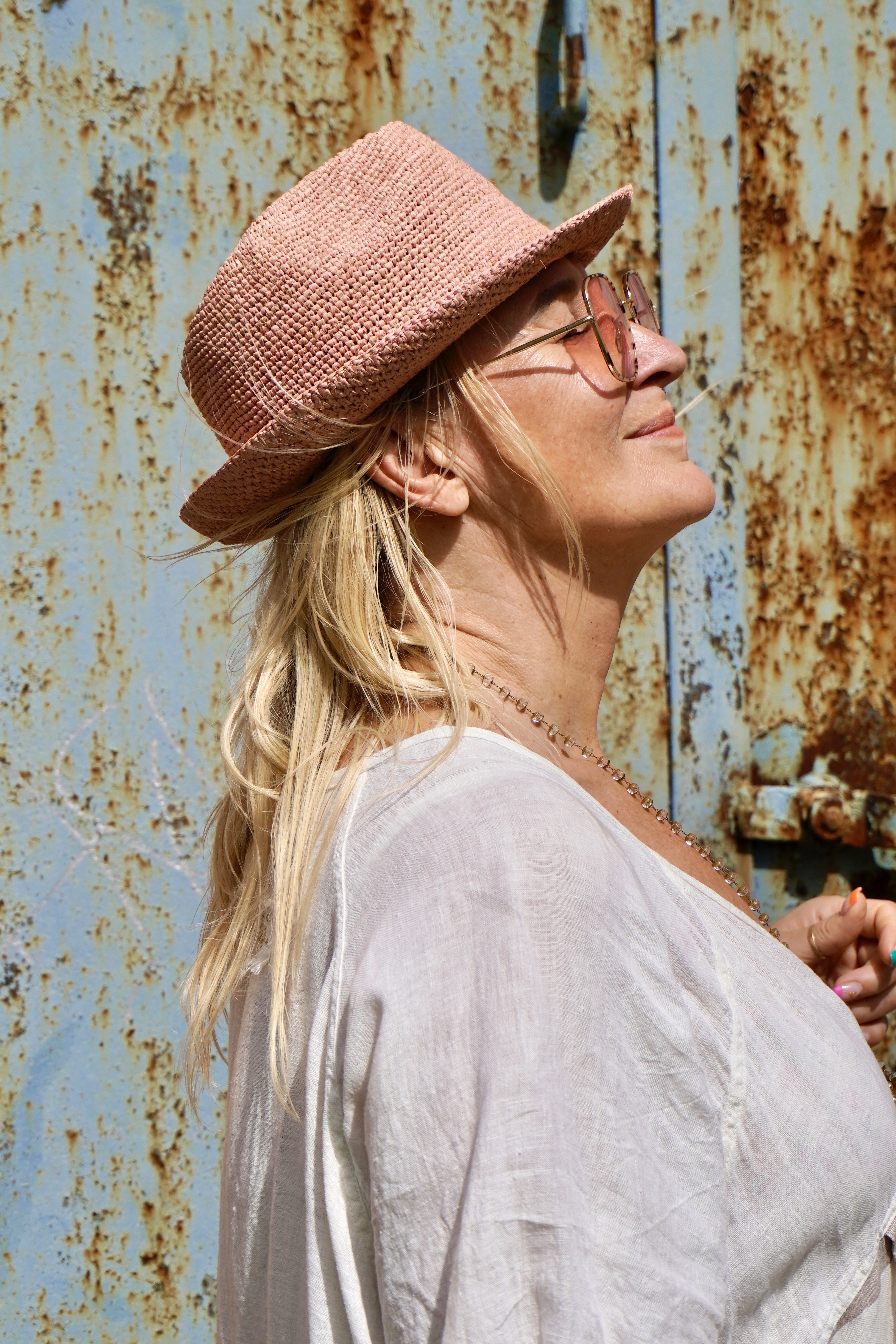 IRO RAFFIA HAT LIGHT PINK 