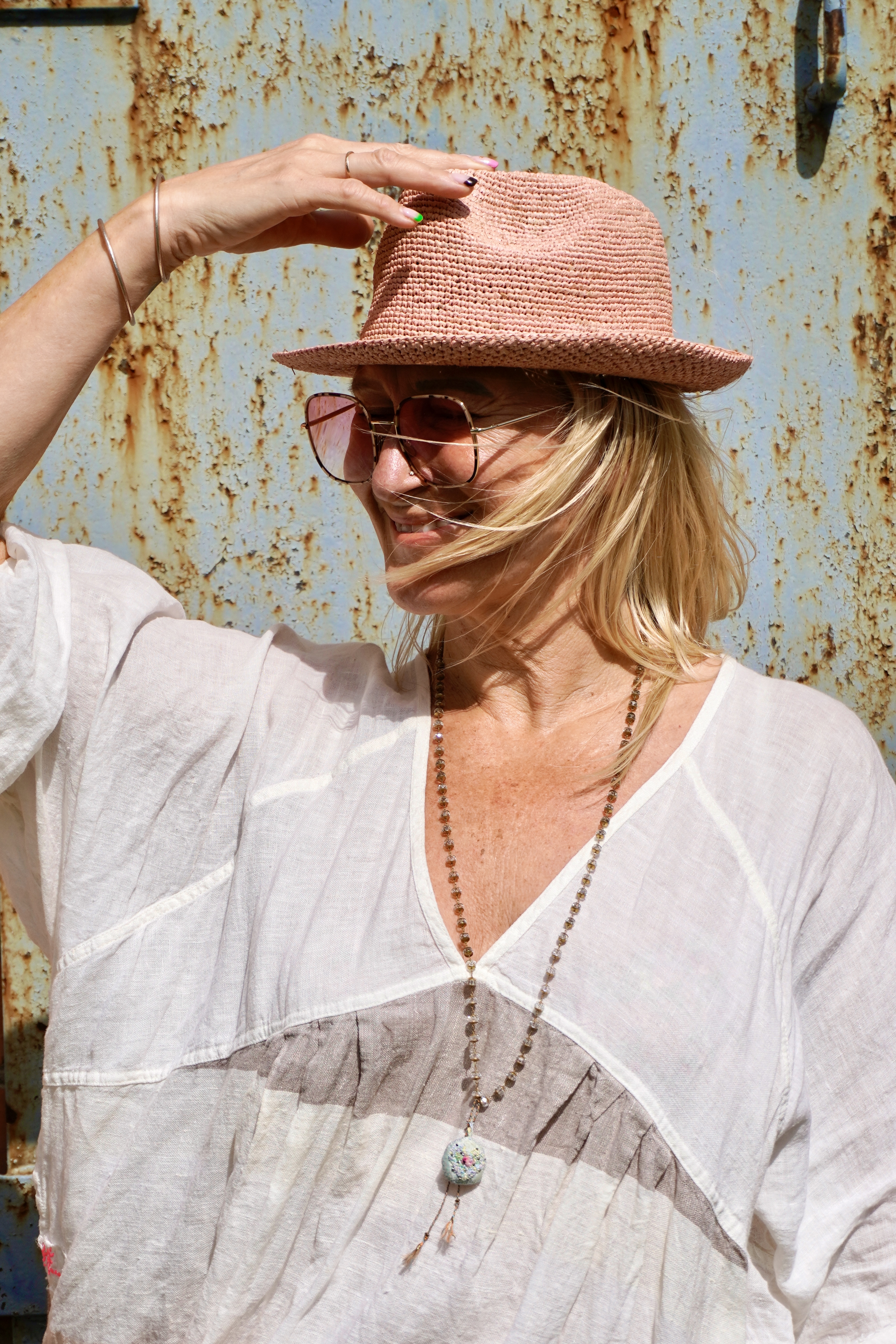 IRO RAFFIA HAT LIGHT PINK 