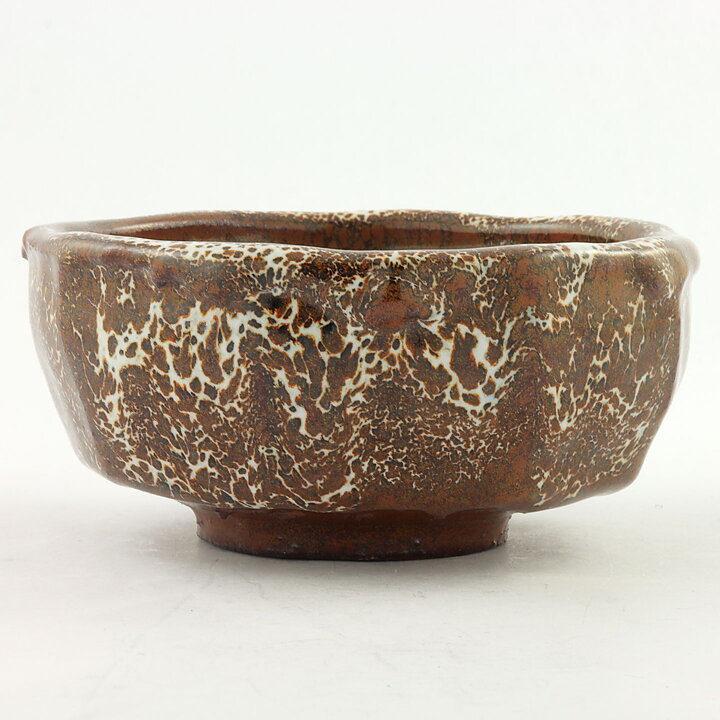 Isak Isaksson (2000s) Unique Chawan Bowl with Brown/White Glaze 12 cm #26