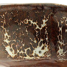 Isak Isaksson (2000s) Unique Chawan Bowl with Brown/White Glaze 12 cm #26
