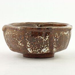 Isak Isaksson (2000s) Unique Chawan Bowl with Brown/White Glaze 12 cm #26