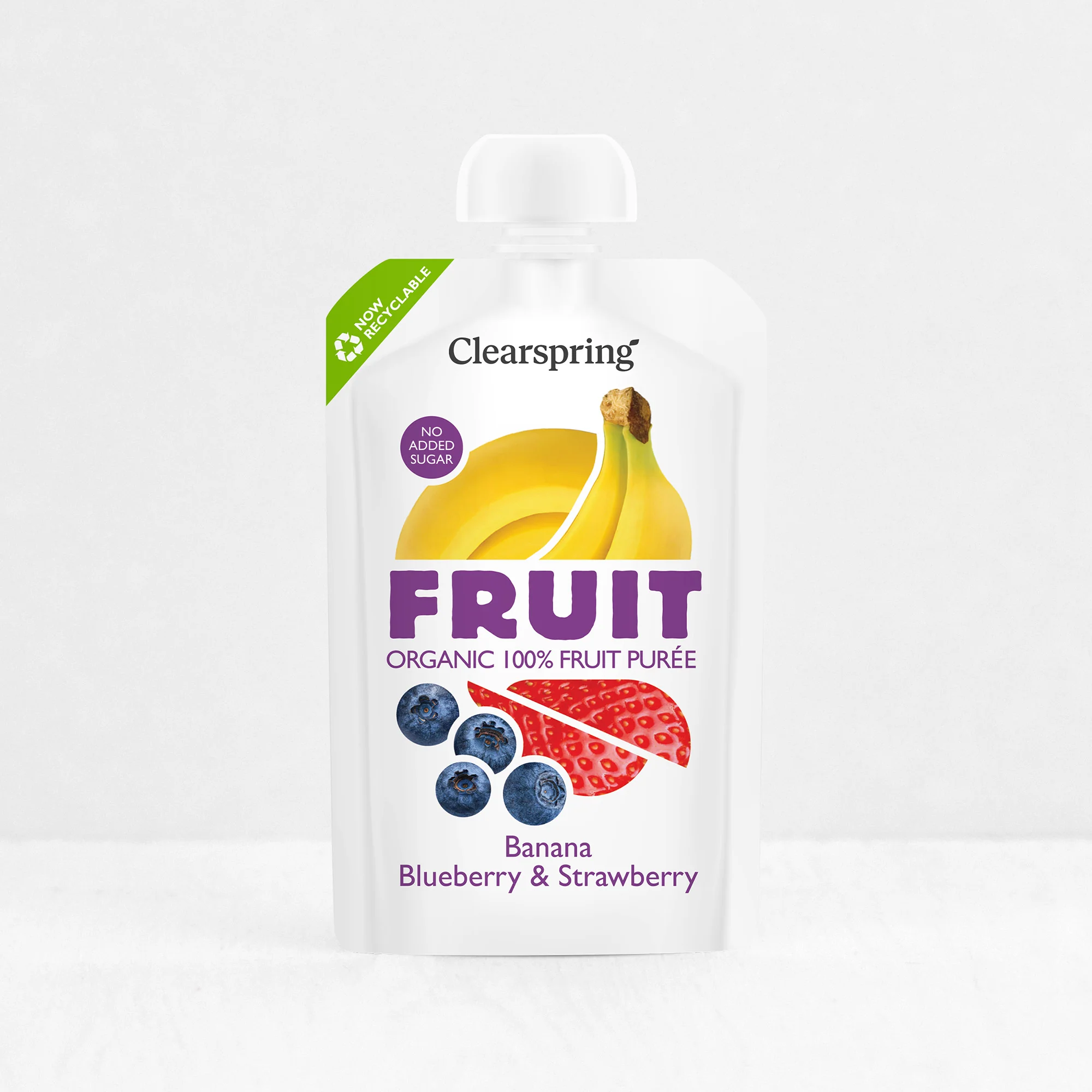 Fruktpuré Banan, blåbär & jordgubb 100g x18, EKO