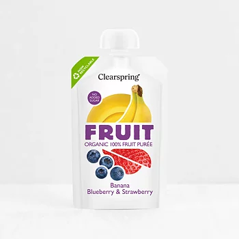 Fruktpuré Banan, blåbär & jordgubb 100g x18, EKO
