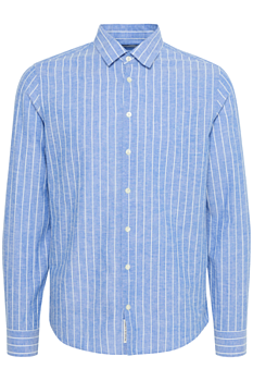 CFAndré Wide Stripe Linen Shirt Blue