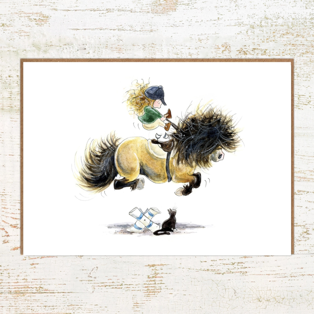 Kort Pony Nut Gifts Hästmotiv Cat Leap