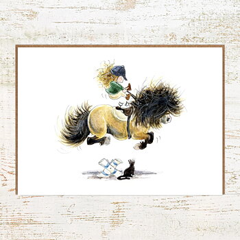 Kort Pony Nut Gifts Hästmotiv Cat Leap