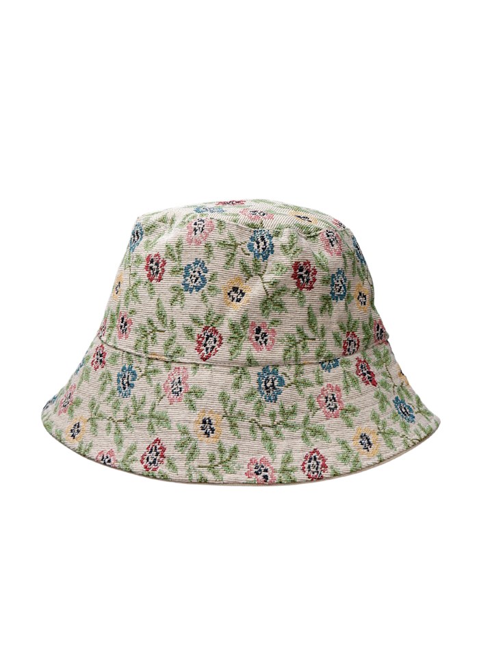 Bucket hat- Flower/ plain beige - 2