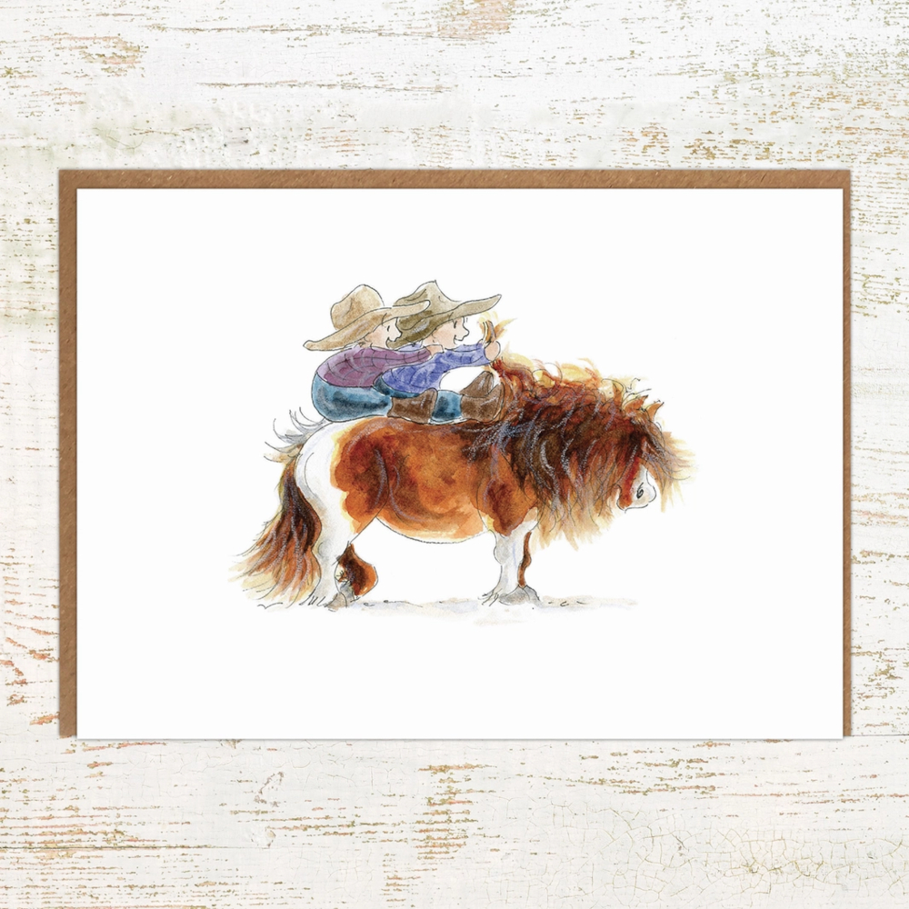 Kort Pony Nut Gifts Hästmotiv Double Dink