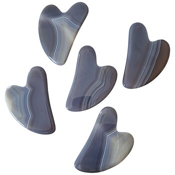 Heart Shaped Gua Sha  Massager, Grey Agate, Grå Agat