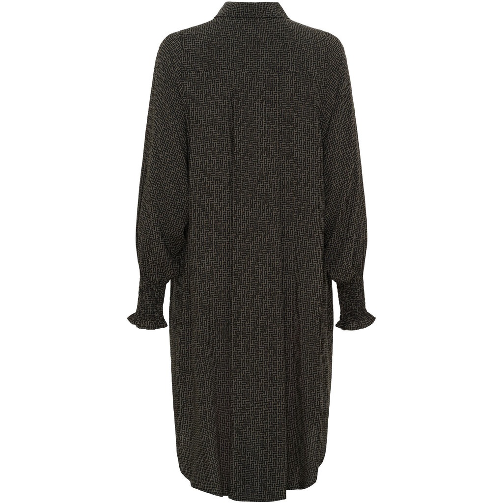 Asta Smock Dress - Graphic Khaki Strokes - Isay - 3