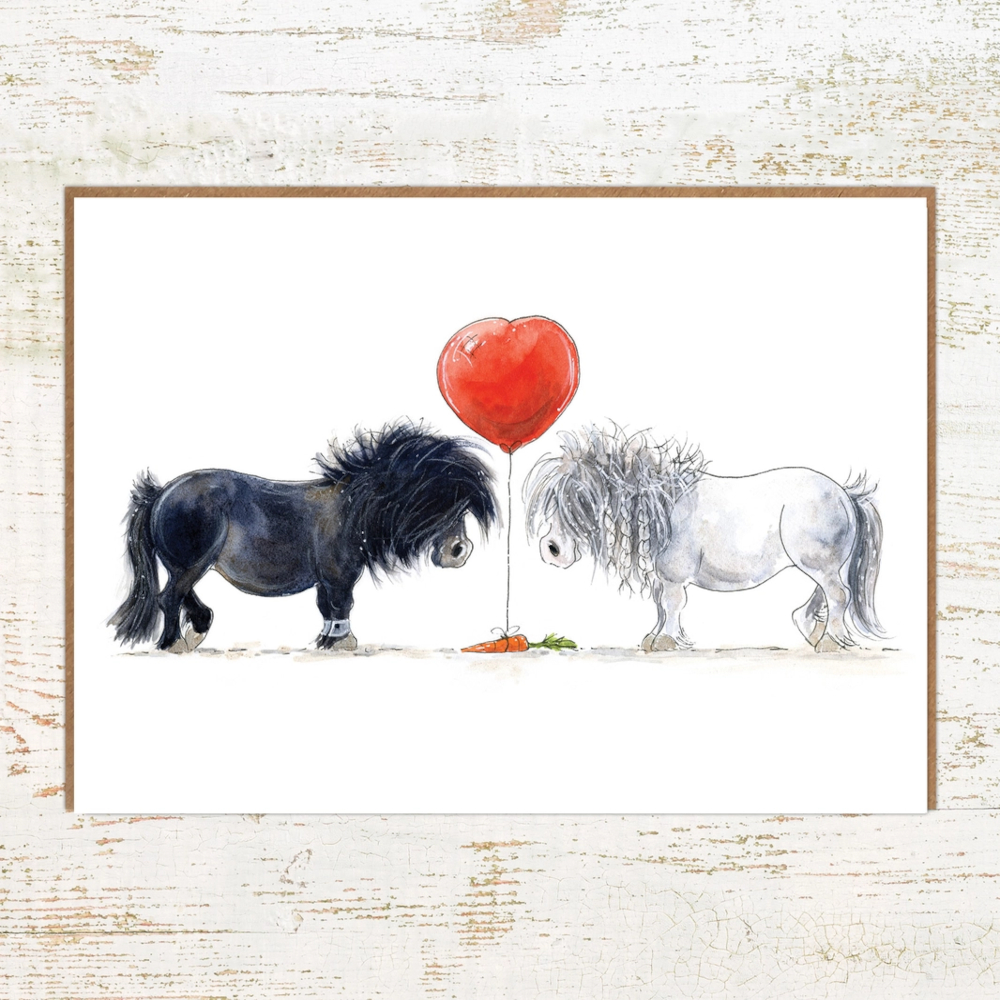 Greeting Card Pony Nut Gifts Horse Motif One Heart