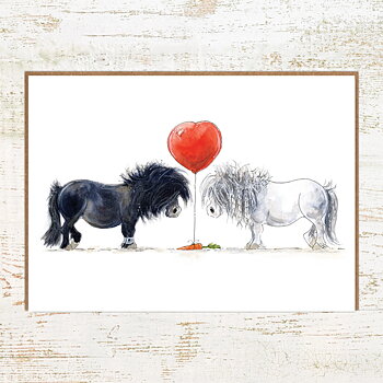 Greeting Card Pony Nut Gifts Horse Motif One Heart