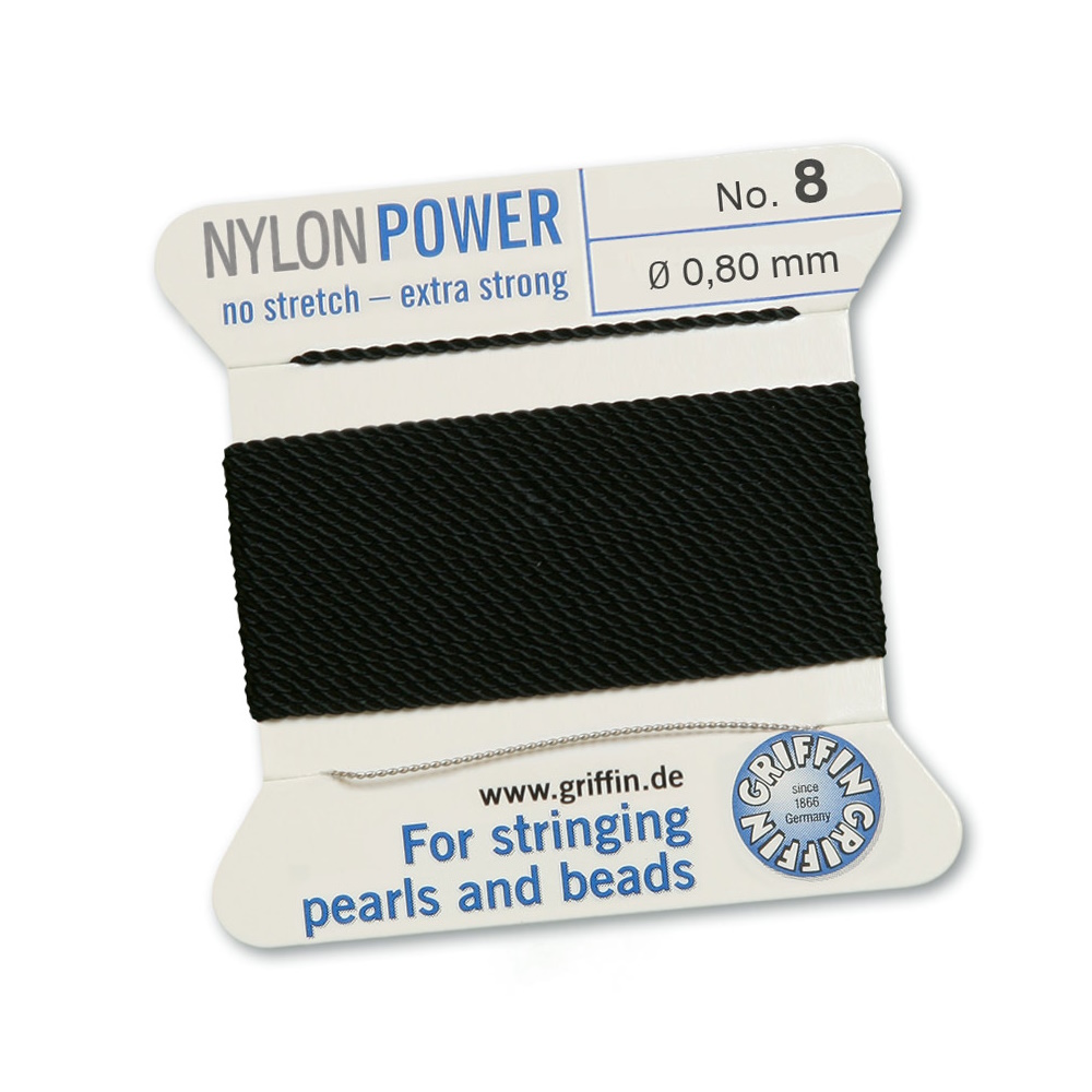 Griffin Nylon Power svart pärltråd – välj storlek 6 eller 7 - 3
