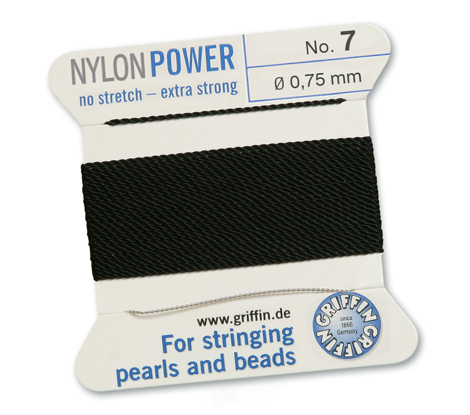 Griffin Nylon Power svart pärltråd – välj storlek 6 eller 7 - 2