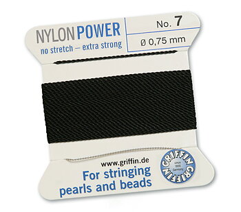 Griffin Nylon Power svart pärltråd – välj storlek 6 eller 7