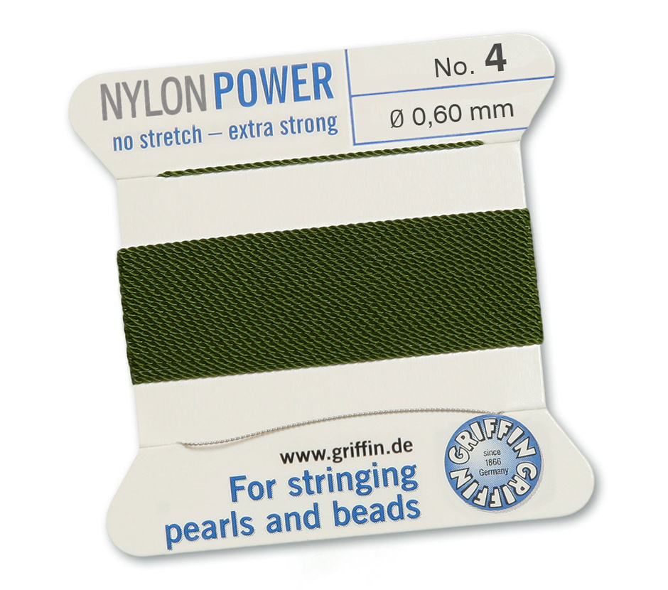 Griffin Nylon Power olive pärltråd  storlek 6 - 2