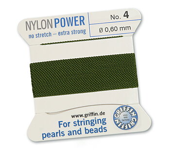 Griffin Nylon Power olive pärltråd  storlek 6