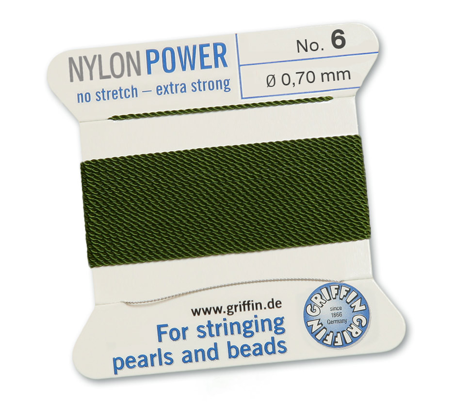 Griffin Nylon Power olive pärltråd  storlek 6 - 3