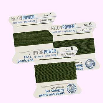 Griffin Nylon Power olive pärltråd  storlek 6