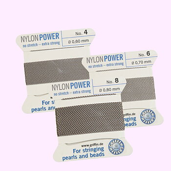 Griffin Nylon Power grå pärltråd välj storlek