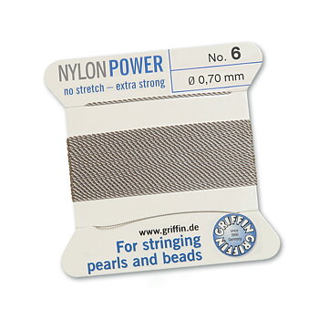Griffin Nylon Power grå pärltråd välj storlek