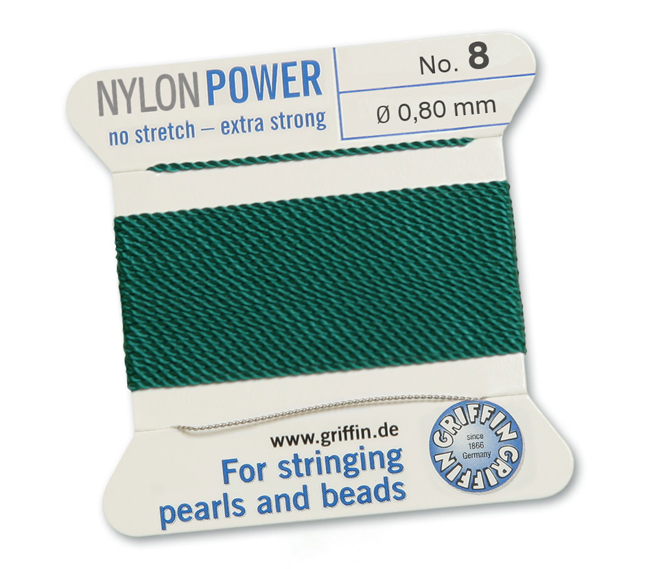 Griffin Nylon Power grön pärltråd välj storlek - 4