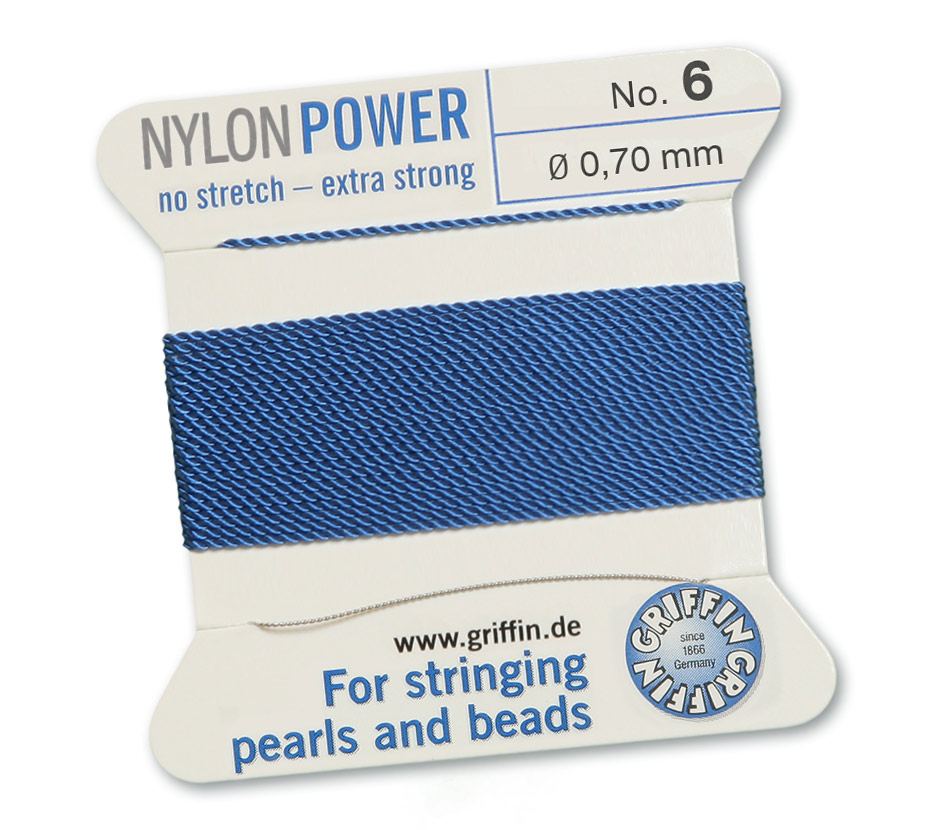 Griffin Nylon Power blå pärltråd välj storlek - 3