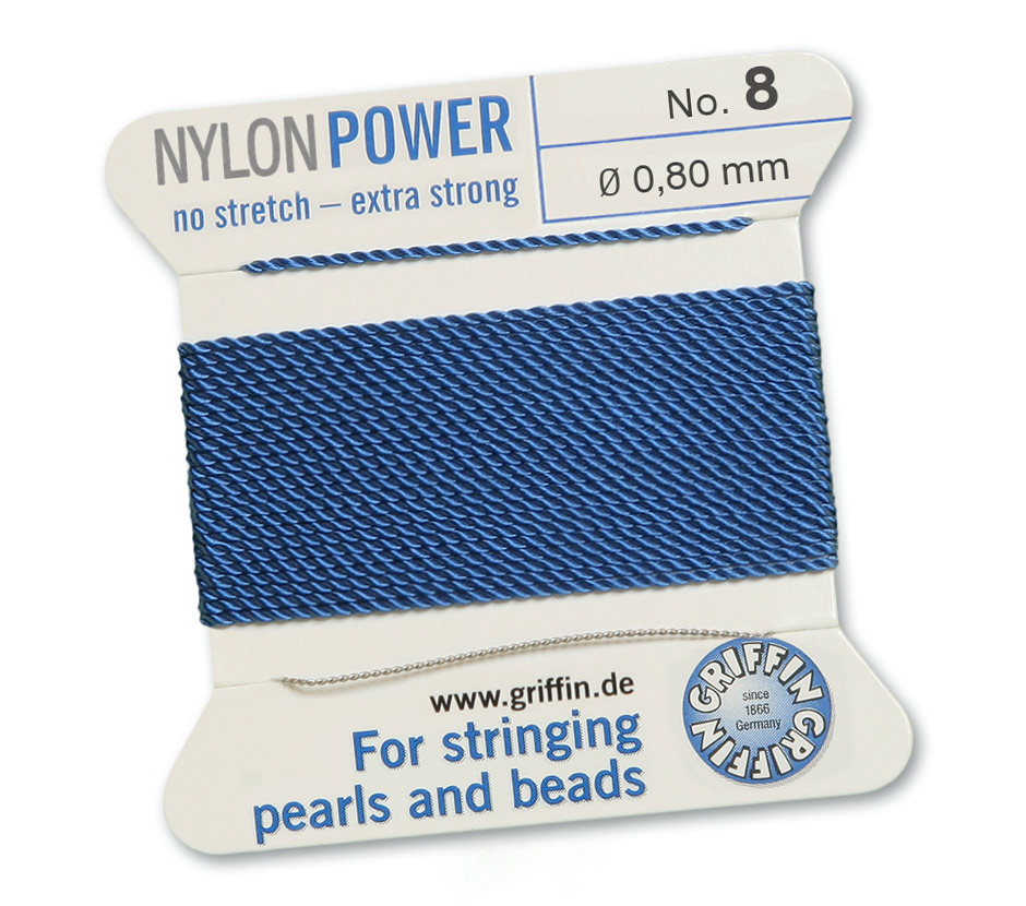 Griffin Nylon Power blå pärltråd välj storlek - 4