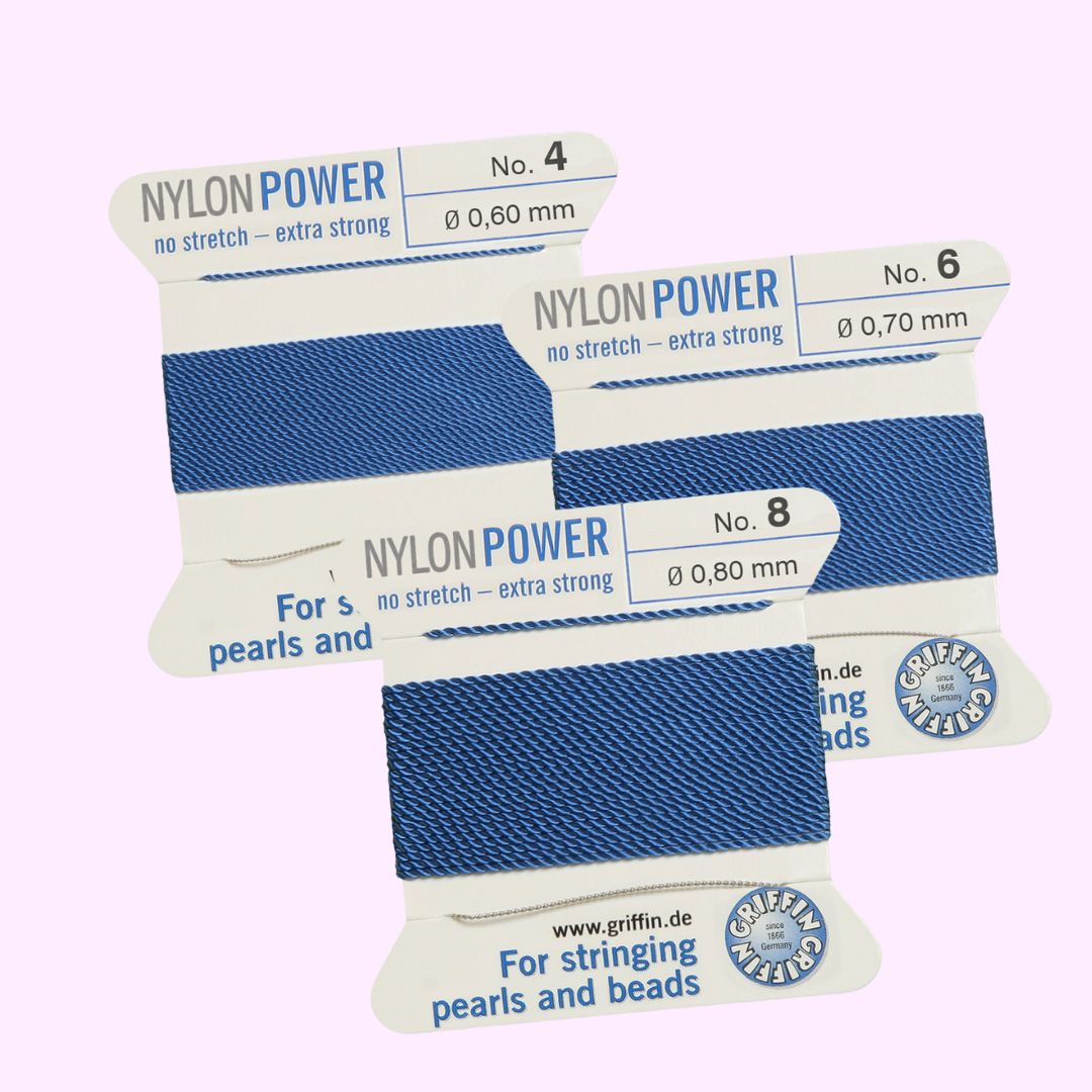 Griffin Nylon Power blå pärltråd välj storlek