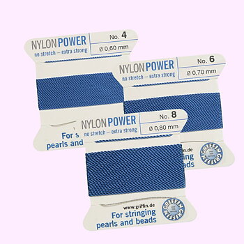 Griffin Nylon Power blå pärltråd välj storlek