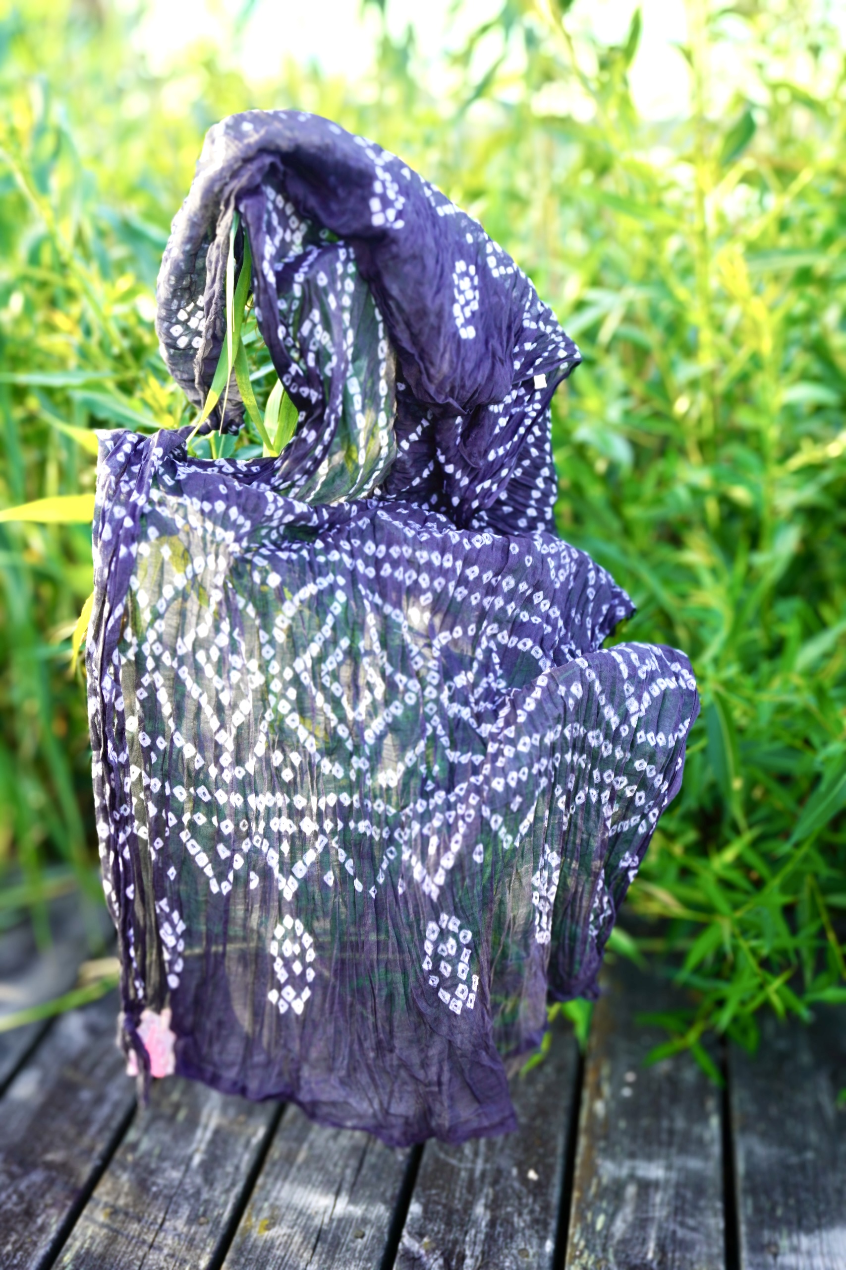 BANDHINI COTTON BATIK SCARF CHARCOAL 