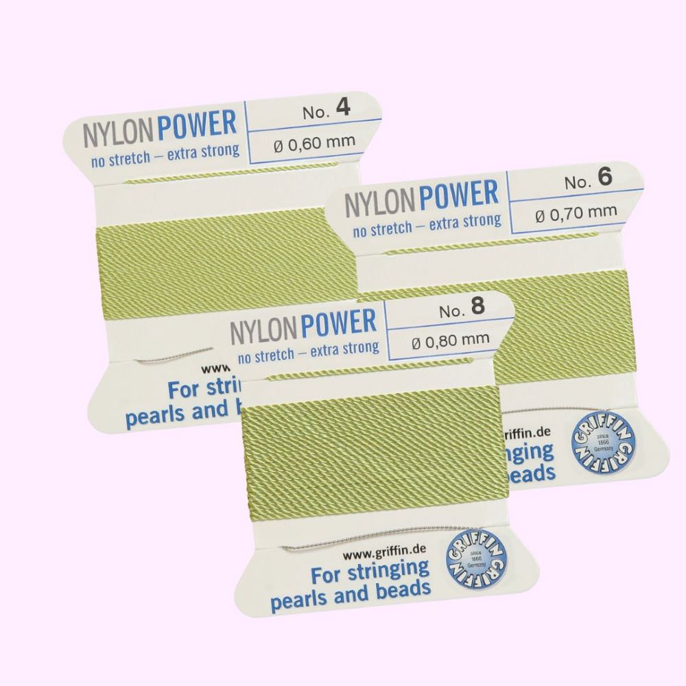 Griffin Nylon Power jade grön pärltråd välj storlek