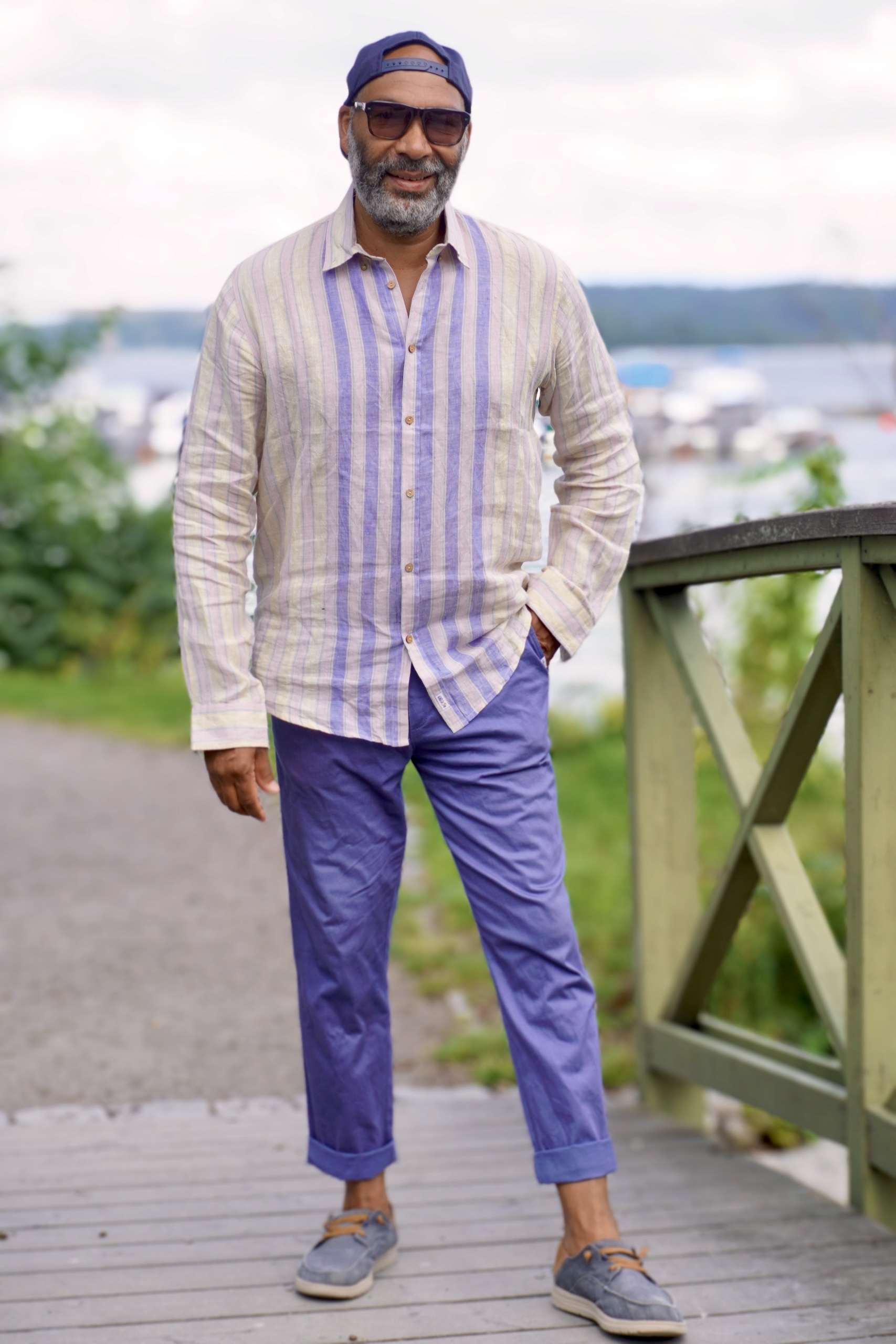 WATTS SOLID COTTON STRETCH TROUSERS BLUE 