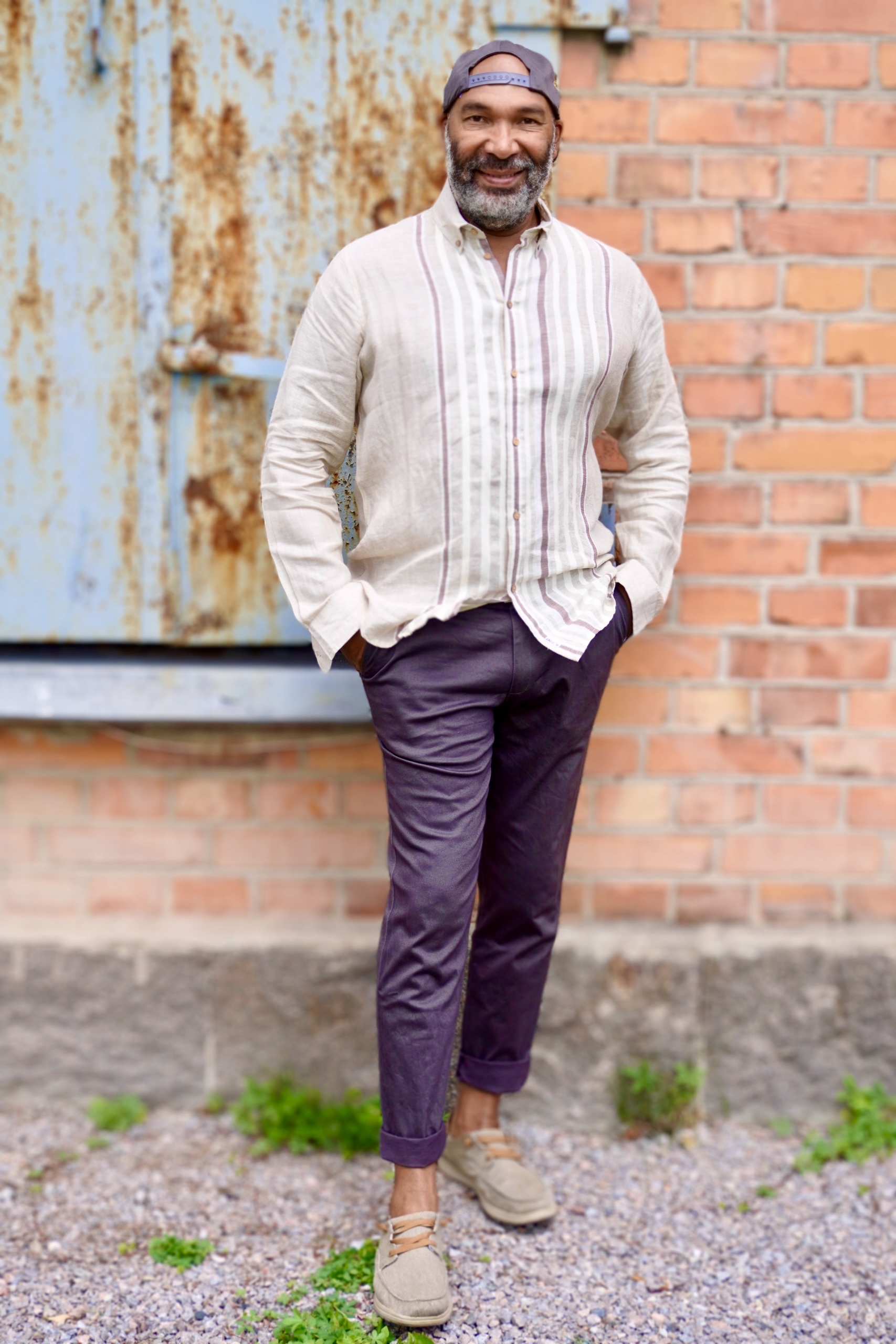 WATTS SOLID COTTON STRETCH TROUSERS CHARCOAL 