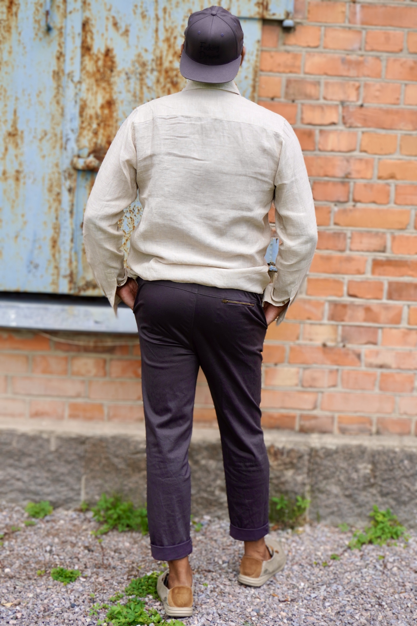 WATTS SOLID COTTON STRETCH TROUSERS CHARCOAL  - 5