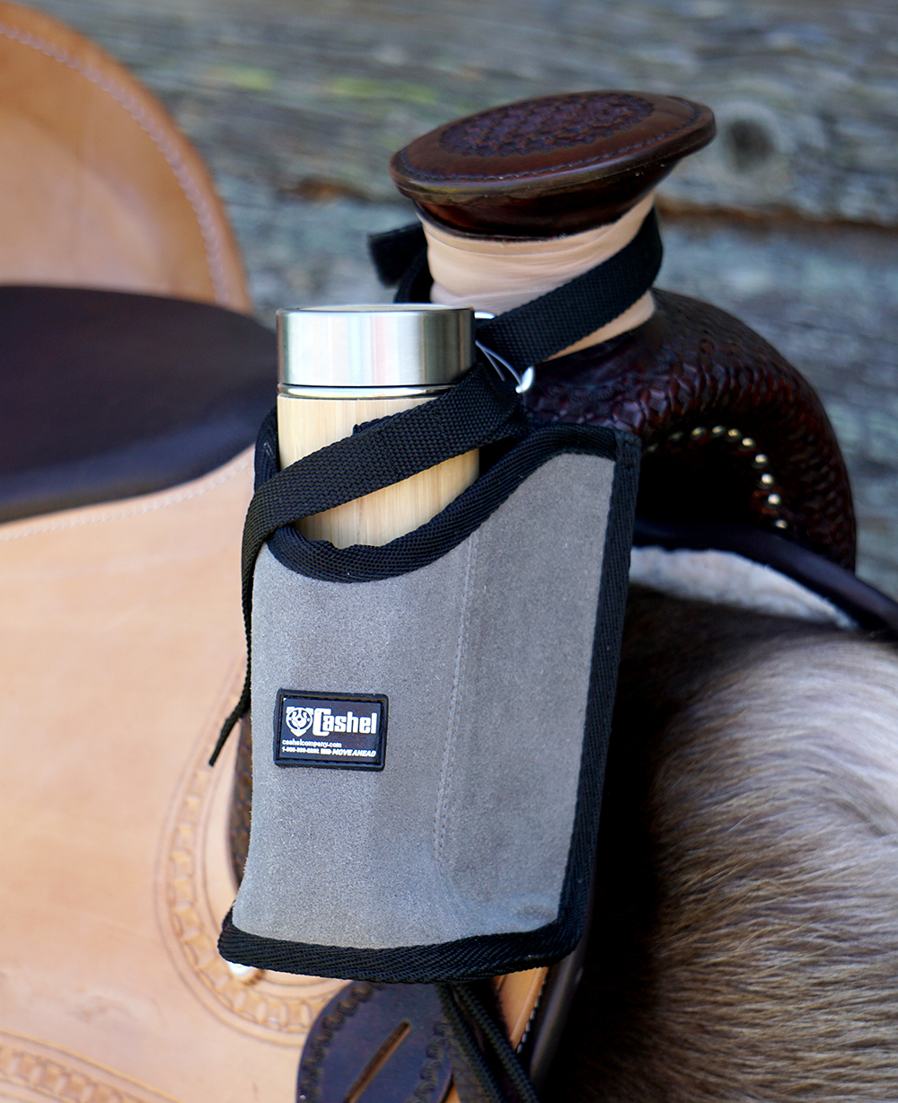 Cashel© Bottle Holder / flaskhållare i mockaläder (Western), grå - 4
